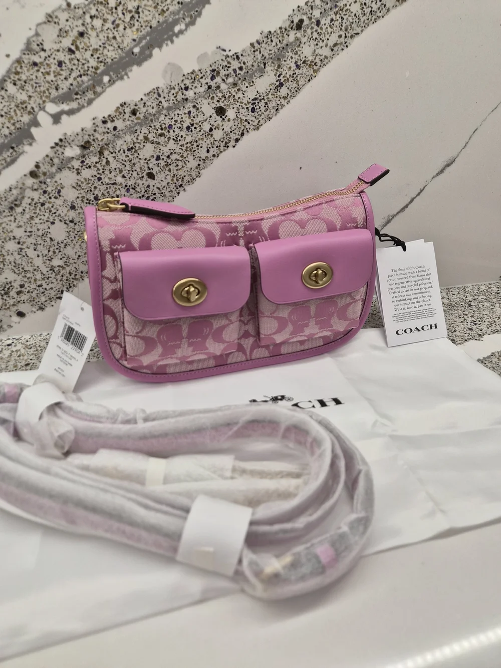 Brain Dead x Coach Signature Jacquard Twin Turnlock Waverly Bag in Fuchsia - Picture 1 of 13